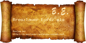 Breszlauer Eufémia névjegykártya